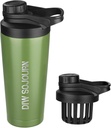 DIW 24 oz Shaker flaske, Stainless stål Shaker flaske med støyfri design, isolert metall Shaker Cup for proteinblandinger og pre trening, Gym flaske Shaker(grønn)