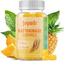 Nattokinase Gummies 12.000 FU, Serrapeptase Gummies 360.000 SPU Enzyme Supplement med Bromelain Papain & Inulin for sirkulasjon, Gut, Digestionsstøtte, Vegan, Ikke GMO, 60 greve