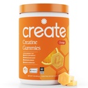 Opprett Kreatin Monohydrat Gummies for menn og kvinner, Økt fokus, styrke og utholdenhet, Anti-Melting Formula, Vegansk, Glutenfri, Ikke-GMO, 1,5 g kreatin per gummy (Orange, 90 ct)
