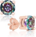 Håndlaget Rose Gullbelagt Naturlig Mystic Topaz Sterling Sølv Stud øredobber