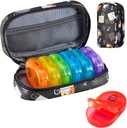 Serfeymi ukentlig reise Pille Organizer 2 ganger om dagen PM oppgradert Rainbow Pill Box 7 dag med bærbare glidelås PU skinn piller saken, medisinorganisator for piller, vitaminer, fiskeoljer - svart 02