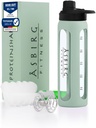 2.0 Fitness | Protein Shaker laget av glass | Protein Shaker | Drikkeflaske | med Spiral Ball | 24 oz (Limmal Green)