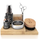 Striking Viking Beard vekstsett - 7-Piece sett, Sandalwood Scent & Caddy - Olje & Balm med Beard Brush, Dual-Sided Comb & Scissors pluss Mustache Comb for Grooming & Styling