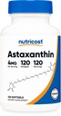 Nutricost Astaxanthin 4 mg, Glutenfri og ikke-GMO, 120 Softgels (4 måneders forsyning)