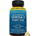 Viva Naturals Triple Styrke Omega 3 Fiskeoljepiller - 2500 mg høy potens formel med 2250 mg Omega 3 fettsyrer (inkludert EPA, DHA, DPA) i rTG Form for absorpsjon - IFOS-sertifisert, 90 Softgels