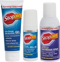 Stopain Pain Relief Combo sett (Gel, Roll On, Spray) USA laget, Maks styrke raskt fungere med MSM, Glukosamin, Menthol for nedre rygg, Knee, Neck HSA FSA Topical Analgesic produkter