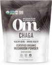 OM MUSHROOM SUPERFOOD Chaga Organic Mushroom Powder, 7,05 Ounce Pouch, 100 serveringer, amerikansk voksende, hellige antioksidanter og immun støtte, Superfood Mushroom Supplement