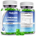 L-Theanine Gummies, l'theanine 400mg med Ashwagandha, GABA, 5HTP,L-Theanine Chewable Supplement for avslapning, Zzz & Focus Support, Vegansk, Lemon Flavor, 120 greve