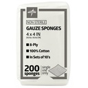 Medline 4 x 4 tommers gauze sponger, ikke-steril 8-Ply woven gauze, 100% bomull, ideell for sår dressing, sårbehandling, generell førstehjelpsbruk, pakke på 200