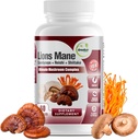 GreeNatr Complete Mushroom Supplement -10 i 1 Kompleks med Lions Mane, Cordyceps, Shiitake, Chaga, Tyrkia Tail for immunstøtte, minne, fokus og naturlig energi Booster - 60 Kapsler (1 flaske)