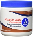 Dynarex vitaminer A & D Ointment, Ointment med vitamin A og vitamin D hudbeskyttende middel, for diaper utslett og dekomfort, hvit, 15 oz Jar