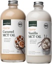 Natural Force Creamy Vanilla + Creamy Caramel MCT Olje Bundle - Glutenfri, Ikke GMO, Emulgerte Flavored MCTs fra organiske kokosnøtter - Keto, Paleo og Vegan - 2x 16 Ounce Glassflasker