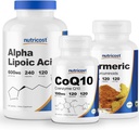 Nutricost Alpha Lipoic Acid 600 mg, 240 Caps & CoQ10 100 mg, 120 Caps & Turmeric 500mg, 120 Caps med BioPerine