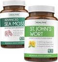 Sea Moss & St. John's Wort (2-måneders forsyning) Mood Moss Blend - organisk Irish Sea Moss - Raw Vegansk Supplement (180 Caps) & St John's Wort med kraftig 900mcg Hypericin Vegansk Non-GMO (180 Caps)