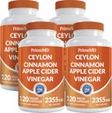 5-i-1 Ceylon Cinnamon Capsules 2355mg - Ceylon Cinnamon og Apple Cider Vinegar Capsules - Turmeric og Panax Ginseng - Cinnamon Supplements med Bioperine (120ct, Pack of 4)