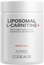 Codeage Liposomal L-karnitin + Supplement - 500 mg L-karnitin L-Tartrat per servering - gratis-form Aminosyre - karnitin - Liposomal levering - Vegansk, ikke-GMO, Glutenfri - 90 kapsler