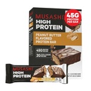 MUSASHI High Protein Bar, 45g Protein, 2g Total Sukker, Peanut Smør & Melk sjokolade belagt, post trening og proteinsnack på farten, 12 pakke med 3,2oz (90g) Bars