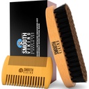 Skjeggbørste og Comb - Naturlig Boar Bristle Skjeggbørste & Beard Comb for menn - Ansikts Hårpleie Gavesett for menn - Mustache Styling, Grooming & Shaping Verktøy
