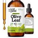 Wild & Organic Olive Leaf Ekstrakt flytende dråper - Antioksidant og immun støtte - Oleuropein Olive Leaf Supplement - Vegansk, Sukker & alkoholfri dråper - 2 fl oz