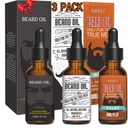3 Pack Beard olje for menn, betinging og moisturizing for bedre beard vekst - gavesett (Fengyin Grønn Te / Glamour bevegelse / Azure)