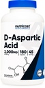 Nutricost D-Aspartic Acid (DAA) Kapsler 2000mg Per servering (180 kapsler) - Ikke-GMO Supplement