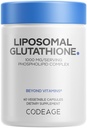 Kodeage Liposomal Glutathion 1000 mg Supplement, høy potens Redusert L-Glutathione - Liposomal Levering - Fosfolipider - Ikke-GMO, Glutenfri - 60 Kapsler