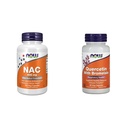 Nå Supplements, NAC (N-Acetyl Cysteine) 600 mg med Selenium & Molybdenum, 100 Veg Kapsler og nå Quercetin med Bromelain - 60 Veg Kapsler