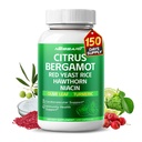 Citrus Bergamot Supplement - 15-i-1 naturlig blanding med rød yeast ris hawthorn Olive Leaf Odorless hvitløk Ginger Fenugreek - 150 greve - laget og testet i USA