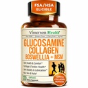 Glukosamine Chondroitin MSM med Hydrolysert Collagen Peptider - Felles støtte Supplement med Quercetin, Bromelain & Boswellia ekstrakt - kollagen piller for hår hud negler - FSA kvalifisert 120 Caps