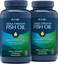 GNC Triple Strength Fish Oil, Twin Pack, 120 Softgels per flaske, støtter hjerte, hjerne, hud, øye og felles helse