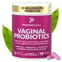Kvinners probiotika for Vaginal Health ® 50 milliarder CFU med probiotika, prebiotika, postbiotika og tranebær for pH-balanse, UTI-støtte, Yeast, Gut Health, Odor, Tørrhet og feminin komfort