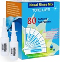 TONELIFE 80 Count Saline Nasal Care Refills + 2 Nasal Sprayer - Nasal Salt 2.7g Hver Pouch | Påfyllingssett | 80 Buffered saltpakker | for 300ml 500ml Sinus rengjøring Kit-Nase Cleaner-Nasal Vaskeflaske