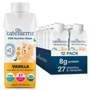 KATE FARMS Organic Kids Nutrition Shake, Vanilla, 8g protein, 27 vitaminer og mineraler, Måltid Erstatning Drink, Protein Shake, Glutenfri, Ikke-GMO, 8,45 Floz (Pack of 12)
