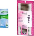 Debrox Swimmer øredråper, 1 Fl Oz & Swissers Premium Cotton Swabs, 300 greve for vann tett øre relief