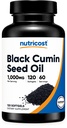 Nutricost Black Seed Oil (Cumin) - Cold Pressed, Kilde til Omega 3 6 9-120 Softgels, 1000mg Per Serving, 60 serveringer - Ikke-GMO og Glutenfri