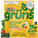 Gruns Multivitamin for barn, Super Greens Gummies, Superfood Gummy bjørne med 20+ vitaminer og mineraler, Spirulina, Klorella, Prebiotika Fiber for Digestiv Helse, Adaptogens Supplement, 28 dagers forsyning