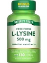 Naturens sannhet L-Lysine 500mg | 130 belagte kapeller | Gratis skjema | Essential Aminosyre | Vegan, ikke-GMO, & Glutenfri Supplement