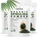 Jordsirkel Organics Spirulina pulver, Kosher, rå og ikke-irradisert | ren vegansk protein | Premium Superfood, høy i aminosyrer og antioksidanter - 4 Ounce (3 pakker)