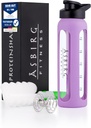 Treningsdyktig | 24 oz Glass Protein Shakerflaske – BPA-fri, Leakproof Lid, Rustfritt stål Blande Ball & Silikon Erme – Gym Shaker for smoothies, Shakes & Pre-Workout – Pastel Purple