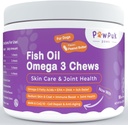 Omega 3 Fish Oil Chews for hunder - EPA & DHA for hud og coat helse Plus generell helse, kløe relief, felles og mobilitet støtte, CoQ10 & NMN - Naturlig anti-aldring kosttilskudd for hunder