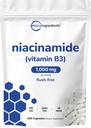 Vitamin B3 Niacinamide 500mg per kapsel, 400 kapsler | 1000mg Flush gratis niacin per servering, essensiell B vitamin Supplement | Hudpleie helse og energi støtte | Ikke-GMO, Glutenfri