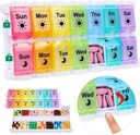 Shintop Am Pm Pill Organizer 7 dager, Push Button Uken pille boks 2 ganger om dagen enkel fylle piller holder dag natt vitamin tilfelle for medisiner Fish Oil kosttilskudd (Rainbow)