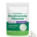 NAD Supplement, NAD + Nikotinamid Riboside Resveratrol 900mg, Kosttilskudd for sunn cellefunksjon, NAD + Drivstoff Cellular Defense og aktiverer anti-aldring Genes 80 kapsler