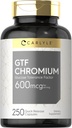 Carlyle GTF kromium 600 mcg | 250 kapsler | Ikke-GMO, Glutenfri