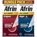Afrin No Drip Original + Night Nasal Mist Bundle Pack, Ikke-Drowsy, Fast-Active Decongestant for Nasal Congestion og Sinus Pressure Relief, voksne og barn 6 og eldre, .5 fl oz (Pack of 2)