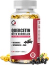 Quercetin 1000mg med Bromelain, vitamin C & D3, sink, Bromelain Quercetin kosttilskudd for menn og kvinner, ikke-GMO og glutenfri, 120 kapsler