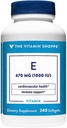 Den vitamin Shoppe Vitamin E 1000IU - Naturlig kilde, støtter sunn kardiovaskulær system, immun helse og øye helse - En gang daglig (240 Softgels)