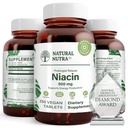 Naturlig Nutra Time-Short Niacin 500mg (Vitamin B3), støtte sunn kolesterol, fremmer kardiovaskulær helse, fremmer hudceller og forbedre kognitiv funksjon, 250 Vegan tabletter