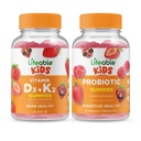 Livbart vitamin D3 + vitamin K2 Kids + probiotiske 2 milliarder CFU Kids, Gummies Bundle - Great Tasting, vitamin Supplement, Glutenfri, GMO Gratis, Chewable Gummy