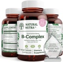 Naturlig Nutra vitamin B kompleks med niacin, folat, tiamin, biotin, støtter nervesystemet helse, fremmer metabolisme, hud, øyne og hår helse, hele mattilskudd, 60 vegetariske kapsler
